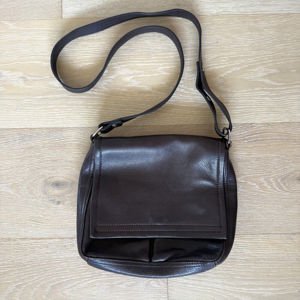 Old Money Vtg 90s Fossil Brown Pebbled Leather Crossbody Purse Bag